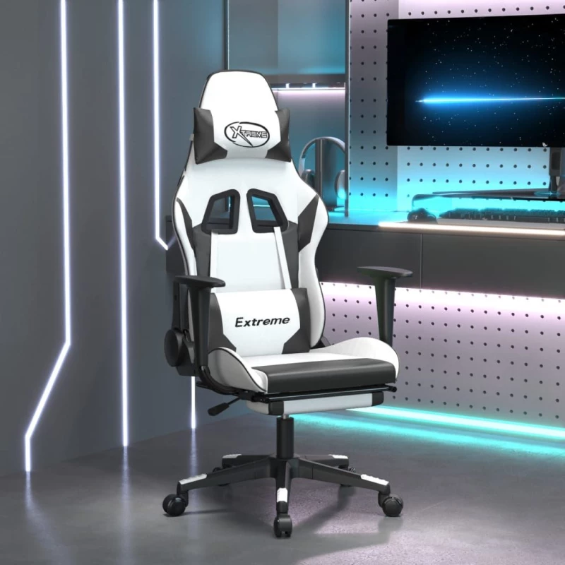ΚΑΡΕΚΛΑ GAMING ΜΑΣΑΖ ΥΠΟΠΟΔΙΟ ΛΕΥΚΟ & ΜΑΥΡΟ ΑΠΟ ΣΥΝΘΕΤΙΚΟ ΔΕΡΜΑ 345467