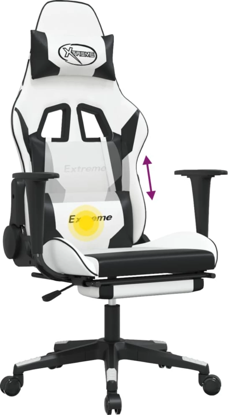 ΚΑΡΕΚΛΑ GAMING ΜΑΣΑΖ ΥΠΟΠΟΔΙΟ ΛΕΥΚΟ & ΜΑΥΡΟ ΑΠΟ ΣΥΝΘΕΤΙΚΟ ΔΕΡΜΑ 345467