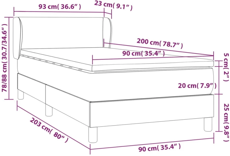 ΚΡΕΒΑΤΙ BOXSPRING ΜΕ ΣΤΡΩΜΑ ΣΚΟΥΡΟ ΚΑΦΕ 90X200 ΕΚ. ΥΦΑΣΜΑΤΙΝΟ 3126616
