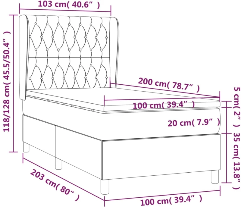 ΚΡΕΒΑΤΙ BOXSPRING ΜΕ ΣΤΡΩΜΑ TAUPE 100 X 200 ΕΚ. ΥΦΑΣΜΑΤΙΝΟ 3128185