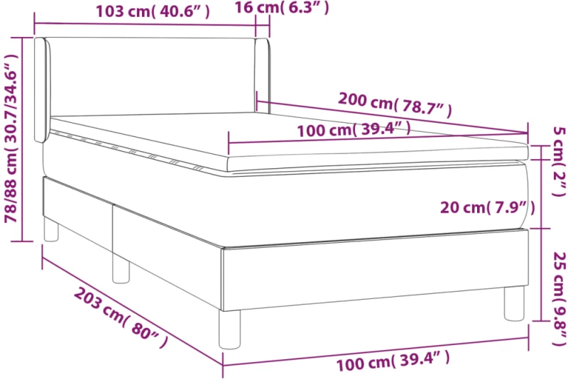 ΚΡΕΒΑΤΙ BOXSPRING ΜΕ ΣΤΡΩΜΑ TAUPE 100 X 200 ΕΚ. ΥΦΑΣΜΑΤΙΝΟ 3130093
