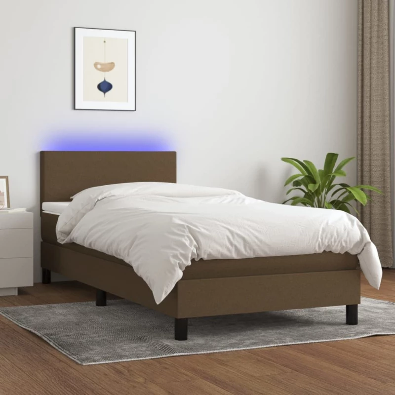 ΚΡΕΒΑΤΙ BOXSPRING ΜΕ ΣΤΡΩΜΑ & LED ΣΚ.ΚΑΦΕ 90X200 ΕΚ. ΥΦΑΣΜΑΤΙΝΟ 3132968