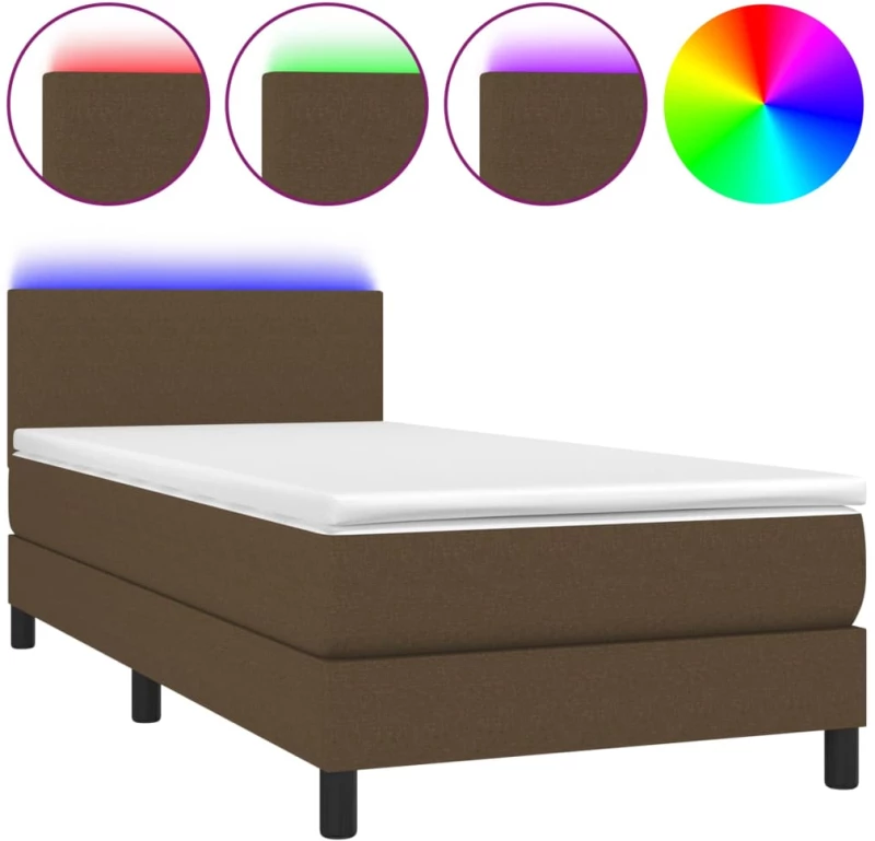 ΚΡΕΒΑΤΙ BOXSPRING ΜΕ ΣΤΡΩΜΑ & LED ΣΚ.ΚΑΦΕ 90X200 ΕΚ. ΥΦΑΣΜΑΤΙΝΟ 3132968
