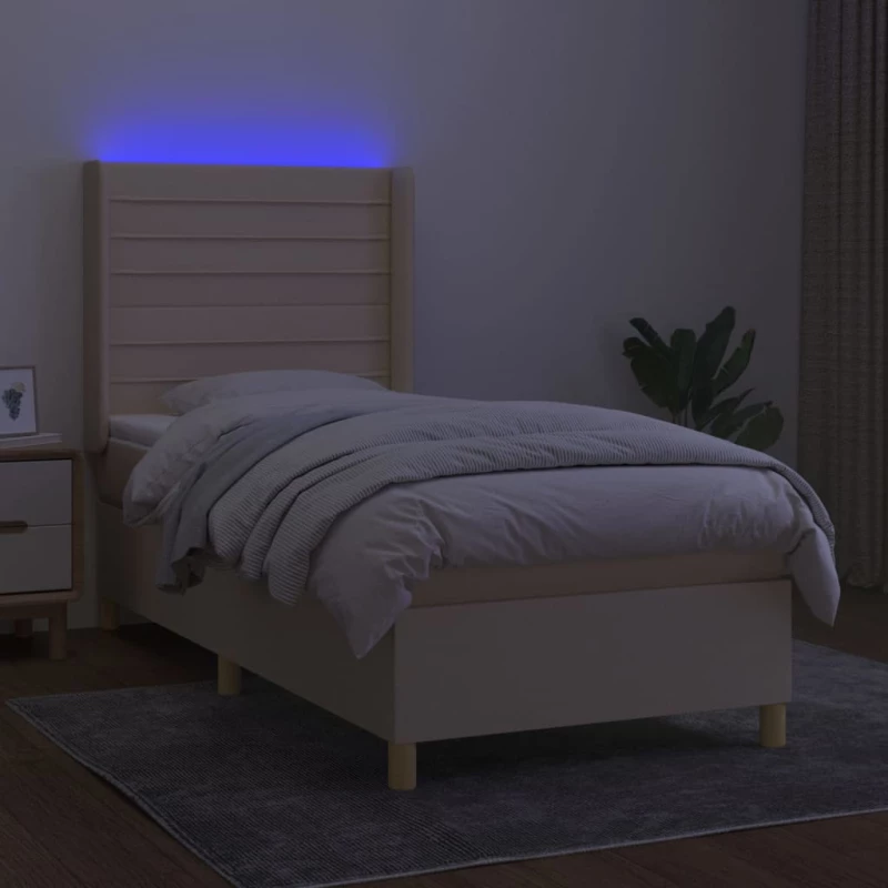 ΚΡΕΒΑΤΙ BOXSPRING ΜΕ ΣΤΡΩΜΑ & LED ΚΡΕΜ 90X200 ΕΚ. ΥΦΑΣΜΑΤΙΝΟ 3138930
