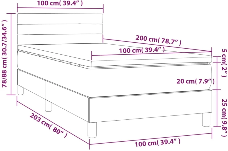 ΚΡΕΒΑΤΙ BOXSPRING ΜΕ ΣΤΡΩΜΑ TAUPE 100 X 200 ΕΚ. ΥΦΑΣΜΑΤΙΝΟ 3140117