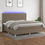 ΚΡΕΒΑΤΙ BOXSPRING ΜΕ ΣΤΡΩΜΑ & LED TAUPE 200X200 ΕΚ. ΥΦΑΣΜΑΤΙΝΟ 3135705