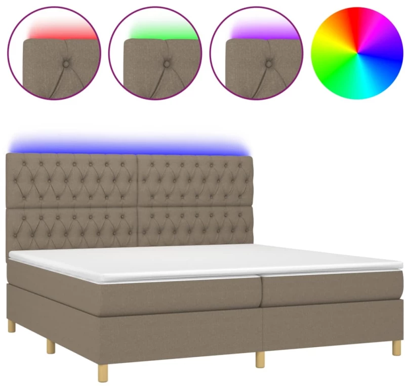 ΚΡΕΒΑΤΙ BOXSPRING ΜΕ ΣΤΡΩΜΑ & LED TAUPE 200X200 ΕΚ. ΥΦΑΣΜΑΤΙΝΟ 3135705