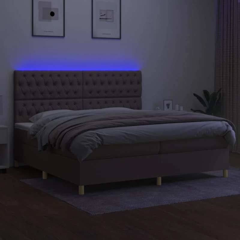 ΚΡΕΒΑΤΙ BOXSPRING ΜΕ ΣΤΡΩΜΑ & LED TAUPE 200X200 ΕΚ. ΥΦΑΣΜΑΤΙΝΟ 3135705
