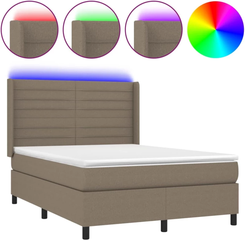 ΚΡΕΒΑΤΙ BOXSPRING ΜΕ ΣΤΡΩΜΑ & LED TAUPE 140X200 ΕΚ. ΥΦΑΣΜΑΤΙΝΟ 3138401