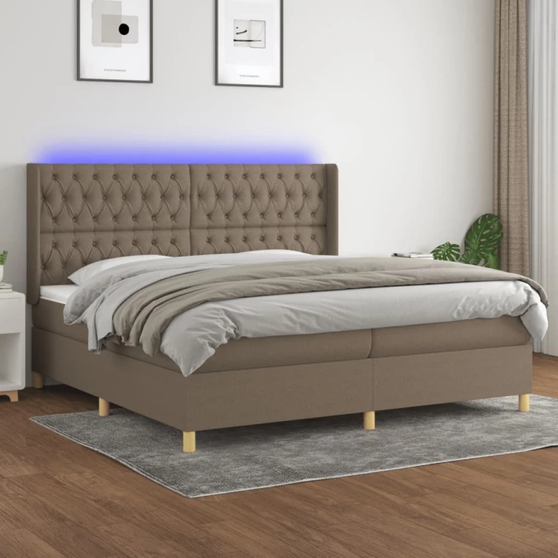 ΚΡΕΒΑΤΙ BOXSPRING ΜΕ ΣΤΡΩΜΑ & LED TAUPE 200X200 ΕΚ. ΥΦΑΣΜΑΤΙΝΟ 3139145