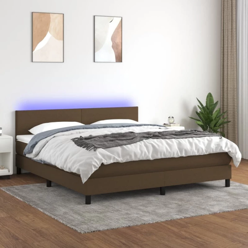 ΚΡΕΒΑΤΙ BOXSPRING ΜΕ ΣΤΡΩΜΑ & LED ΣΚ.ΚΑΦΕ 160X200 ΕΚ ΥΦΑΣΜΑΤΙΝΟ 3133008