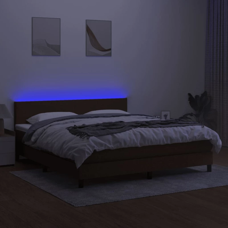ΚΡΕΒΑΤΙ BOXSPRING ΜΕ ΣΤΡΩΜΑ & LED ΣΚ.ΚΑΦΕ 160X200 ΕΚ ΥΦΑΣΜΑΤΙΝΟ 3133008