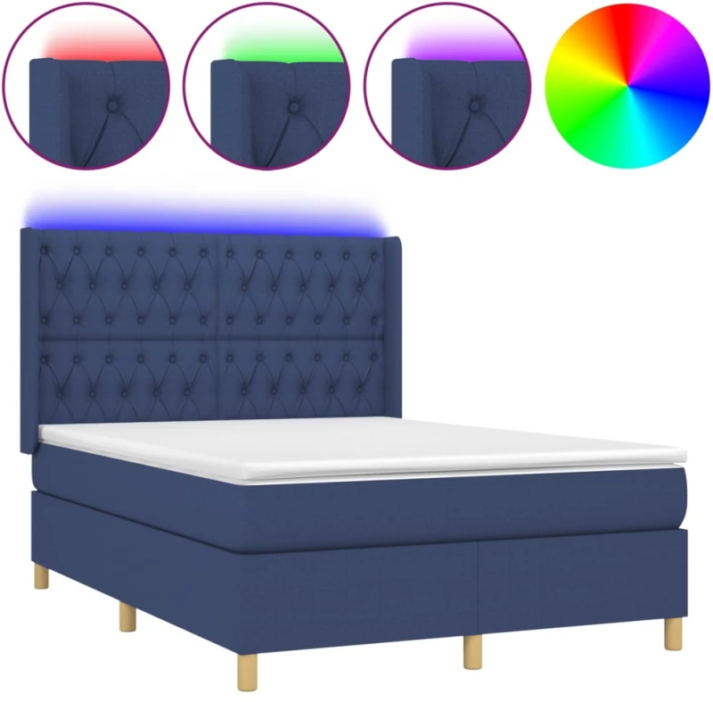 ΚΡΕΒΑΤΙ BOXSPRING ΜΕ ΣΤΡΩΜΑ & LED ΜΠΛΕ 140X190 ΕΚ. ΥΦΑΣΜΑΤΙΝΟ 3139115