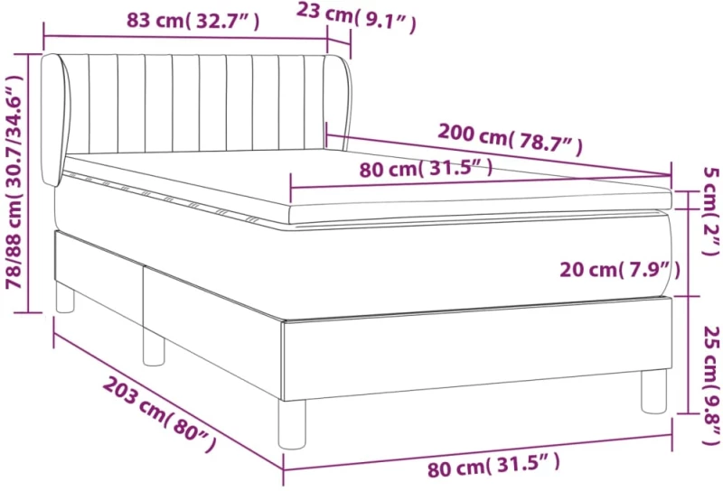 ΚΡΕΒΑΤΙ BOXSPRING ΜΕ ΣΤΡΩΜΑ ΜΑΥΡΟ 80 X 200 ΕΚ. ΥΦΑΣΜΑΤΙΝΟ 3126359