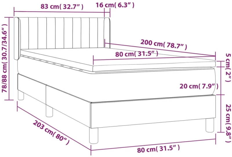 ΚΡΕΒΑΤΙ BOXSPRING ΜΕ ΣΤΡΩΜΑ ΣΚΟΥΡΟ ΓΚΡΙ 80X200 ΕΚ. ΥΦΑΣΜΑΤΙΝΟ 3129826