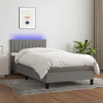 ΚΡΕΒΑΤΙ BOXSPRING ΜΕ ΣΤΡΩΜΑ & LED ΣΚ.ΓΚΡΙ 80X200 ΕΚ. ΥΦΑΣΜΑΤΙΝΟ 3133270