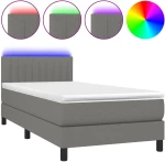 ΚΡΕΒΑΤΙ BOXSPRING ΜΕ ΣΤΡΩΜΑ & LED ΣΚ.ΓΚΡΙ 80X200 ΕΚ. ΥΦΑΣΜΑΤΙΝΟ 3133270