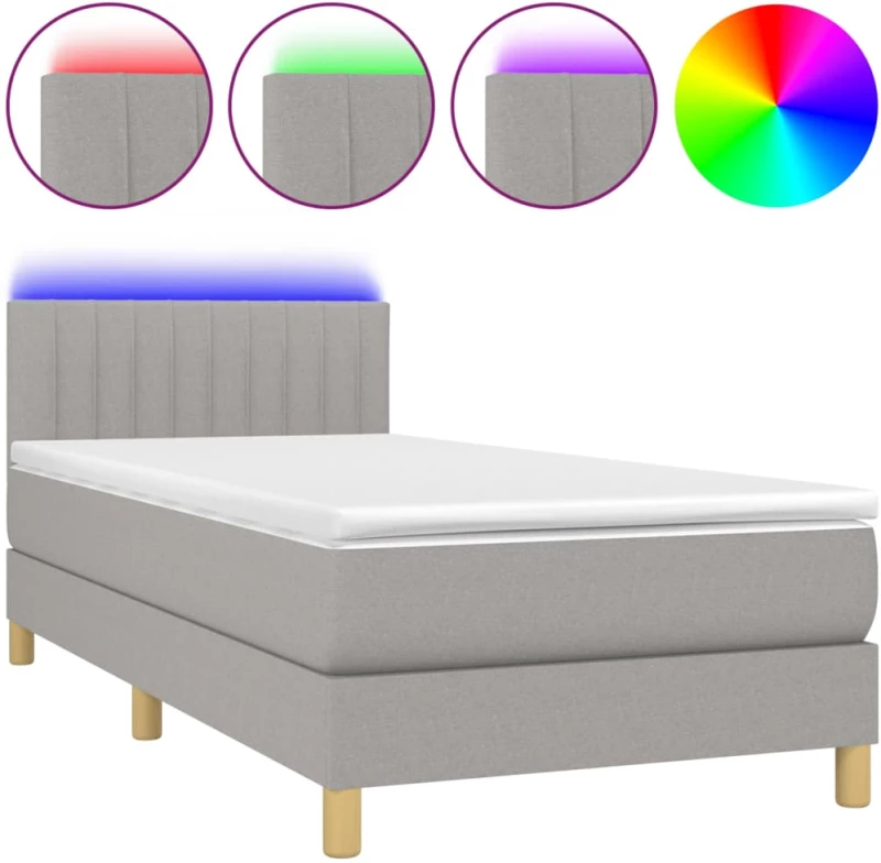 ΚΡΕΒΑΤΙ BOXSPRING ΜΕ ΣΤΡΩΜΑ & LED ΑΝ.ΓΚΡΙ 90X200 ΕΚ. ΥΦΑΣΜΑΤΙΝΟ 3133845