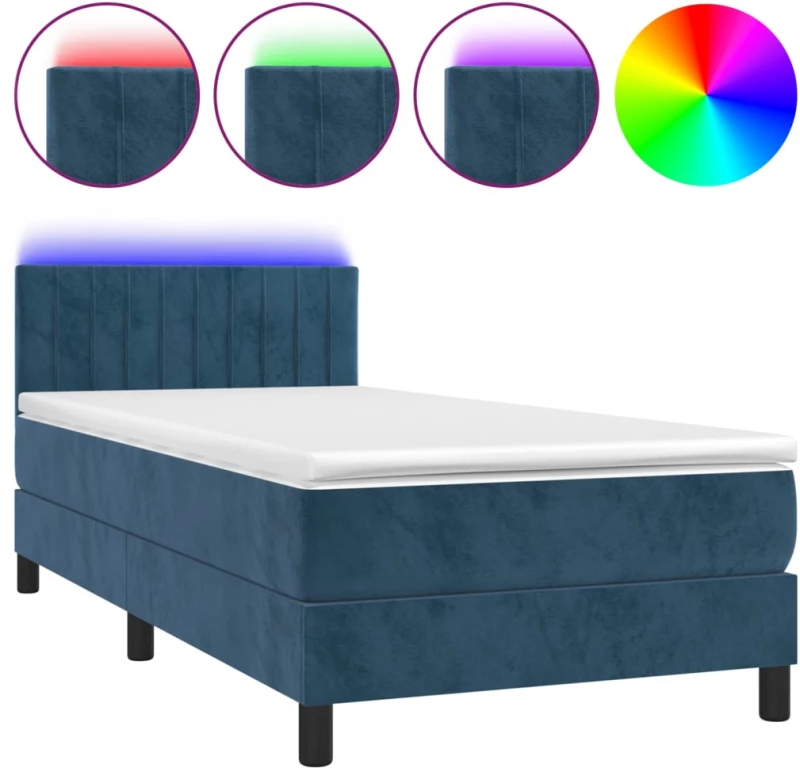 ΚΡΕΒΑΤΙ BOXSPRING ΜΕ ΣΤΡΩΜΑ & LED ΣΚ. ΜΠΛΕ 90X200 ΕΚ. ΒΕΛΟΥΔΙΝΟ 3134505