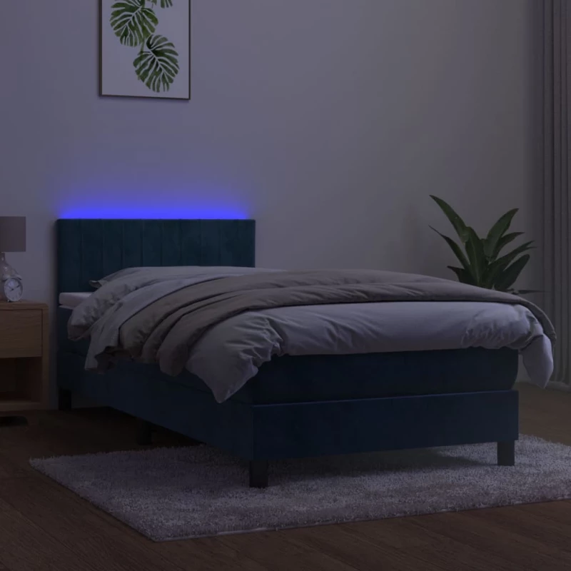 ΚΡΕΒΑΤΙ BOXSPRING ΜΕ ΣΤΡΩΜΑ & LED ΣΚ. ΜΠΛΕ 90X200 ΕΚ. ΒΕΛΟΥΔΙΝΟ 3134505