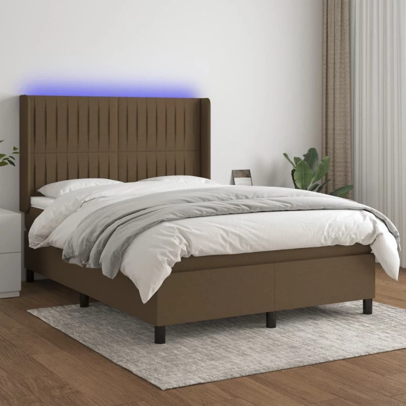 ΚΡΕΒΑΤΙ BOXSPRING ΜΕ ΣΤΡΩΜΑ & LED ΣΚ.ΚΑΦΕ 140X190ΕΚ. ΥΦΑΣΜΑΤΙΝΟ 3138472