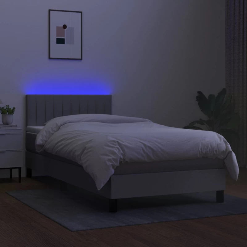 ΚΡΕΒΑΤΙ BOXSPRING ΜΕ ΣΤΡΩΜΑ & LED ΑΝ.ΓΚΡΙ 90X190 ΕΚ. ΥΦΑΣΜΑΤΙΝΟ 3133277