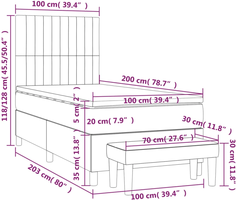 ΚΡΕΒΑΤΙ BOXSPRING ΜΕ ΣΤΡΩΜΑ ΜΠΛΕ 100 X 200 ΕΚ. ΥΦΑΣΜΑΤΙΝΟ 3137299