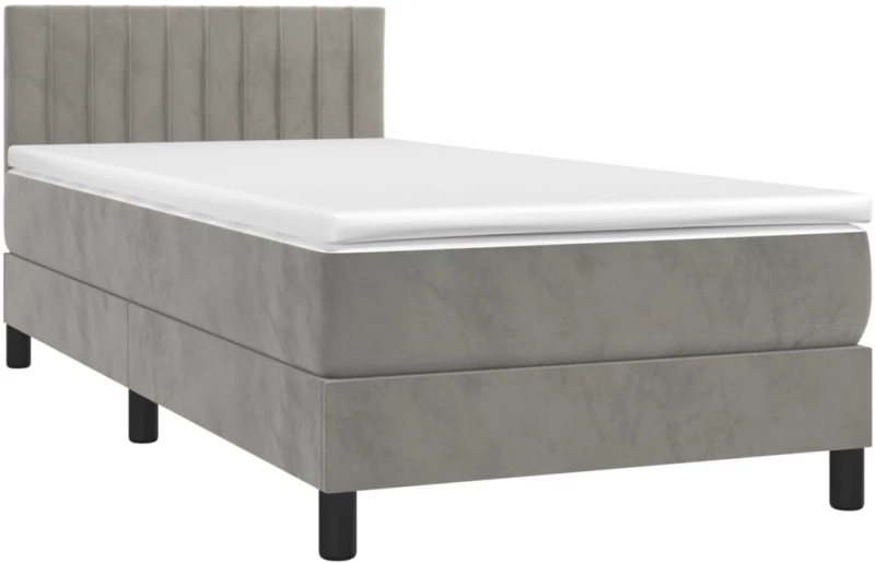 ΚΡΕΒΑΤΙ BOXSPRING ΜΕ ΣΤΡΩΜΑ ΑΝΟΙΧΤΟ ΓΚΡΙ 90X190 ΕΚ. ΒΕΛΟΥΔΙΝΟ 3141395