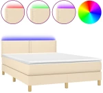 ΚΡΕΒΑΤΙ BOXSPRING ΜΕ ΣΤΡΩΜΑ & LED ΚΡΕΜ 140X200 ΕΚ. ΥΦΑΣΜΑΤΙΝΟ 3133642