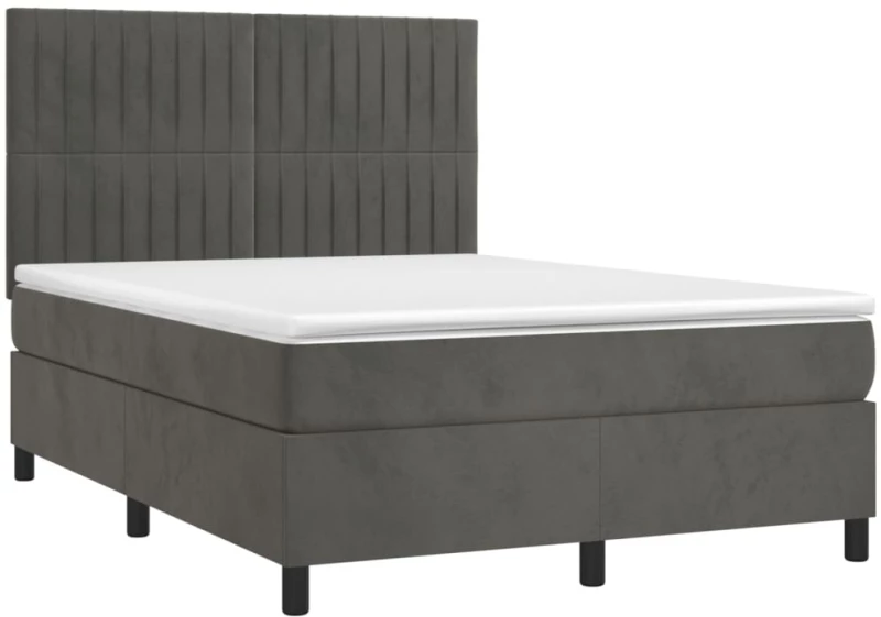 ΚΡΕΒΑΤΙ BOXSPRING ΜΕ ΣΤΡΩΜΑ & LED ΣΚ. ΓΚΡΙ 140X190ΕΚ. ΒΕΛΟΥΔΙΝΟ 3136240
