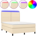 ΚΡΕΒΑΤΙ BOXSPRING ΜΕ ΣΤΡΩΜΑ & LED ΚΡΕΜ 140X190 ΕΚ. ΥΦΑΣΜΑΤΙΝΟ 3134794