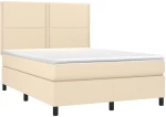 ΚΡΕΒΑΤΙ BOXSPRING ΜΕ ΣΤΡΩΜΑ & LED ΚΡΕΜ 140X190 ΕΚ. ΥΦΑΣΜΑΤΙΝΟ 3134794