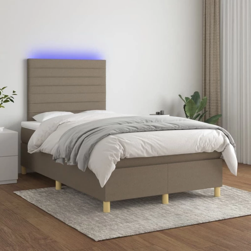ΚΡΕΒΑΤΙ BOXSPRING ΜΕ ΣΤΡΩΜΑ & LED TAUPE 120X200 ΕΚ. ΥΦΑΣΜΑΤΙΝΟ 3135505