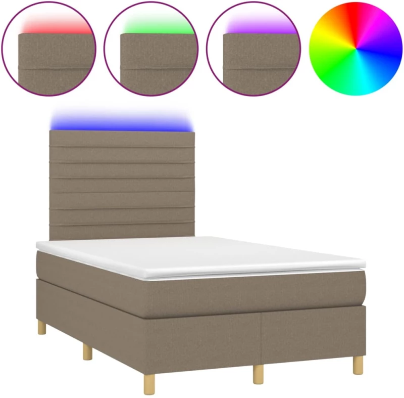 ΚΡΕΒΑΤΙ BOXSPRING ΜΕ ΣΤΡΩΜΑ & LED TAUPE 120X200 ΕΚ. ΥΦΑΣΜΑΤΙΝΟ 3135505
