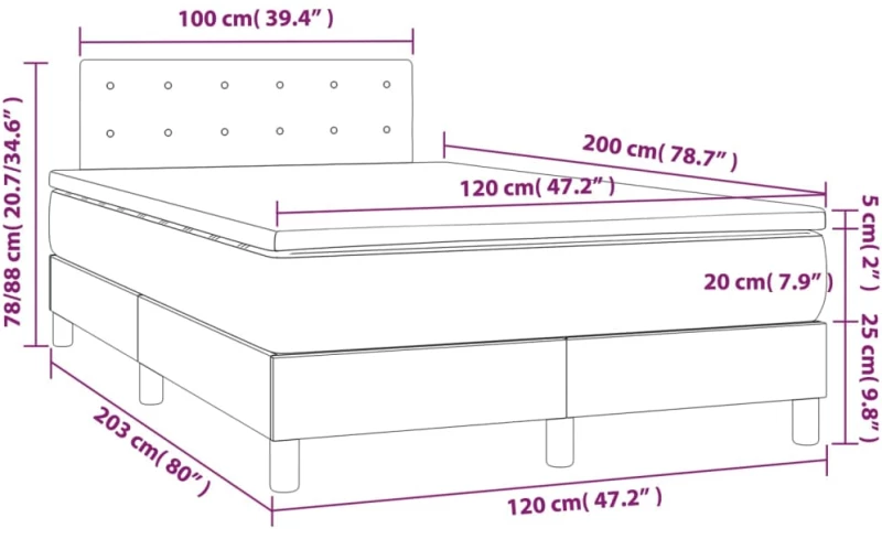 ΚΡΕΒΑΤΙ BOXSPRING ΜΕ ΣΤΡΩΜΑ TAUPE 120X200 ΕΚ. ΥΦΑΣΜΑΤΙΝΟ 3140365