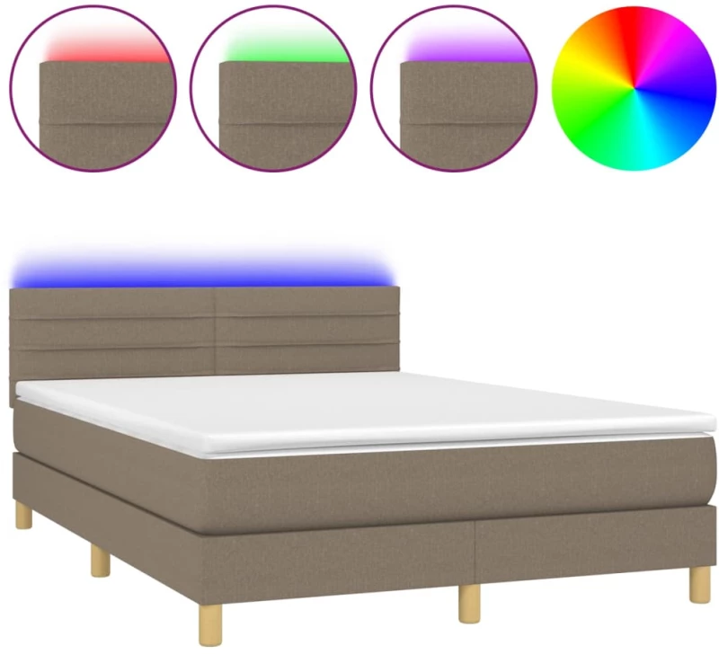 ΚΡΕΒΑΤΙ BOXSPRING ΜΕ ΣΤΡΩΜΑ & LED TAUPE 140X190 ΕΚ. ΥΦΑΣΜΑΤΙΝΟ 3133793