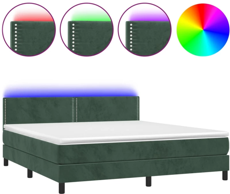 ΚΡΕΒΑΤΙ BOXSPRING ΜΕ ΣΤΡΩΜΑ & LED ΣΚ. ΠΡΑΣΙΝΟ 180X200ΕΚ ΒΕΛΟΥΔΟ 3134360
