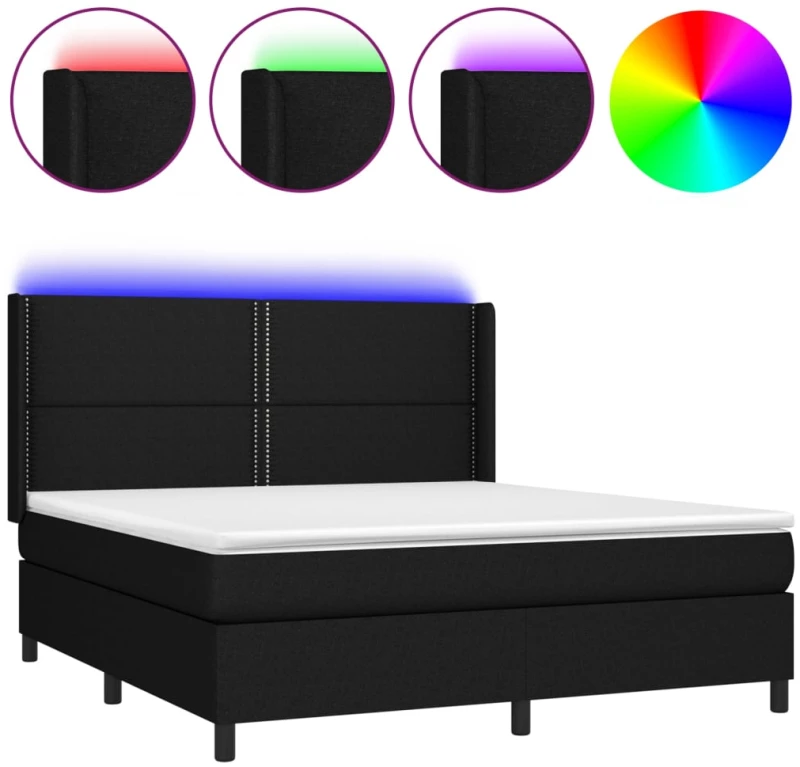 ΚΡΕΒΑΤΙ BOXSPRING ΜΕ ΣΤΡΩΜΑ & LED ΜΑΥΡΟ 160X200 ΕΚ. ΥΦΑΣΜΑΤΙΝΟ 3138247