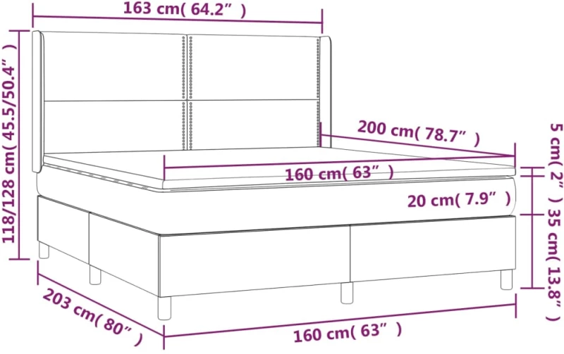 ΚΡΕΒΑΤΙ BOXSPRING ΜΕ ΣΤΡΩΜΑ & LED ΜΑΥΡΟ 160X200 ΕΚ. ΥΦΑΣΜΑΤΙΝΟ 3138247