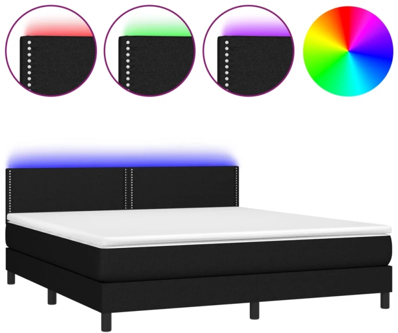 ΚΡΕΒΑΤΙ BOXSPRING ΜΕ ΣΤΡΩΜΑ & LED ΜΑΥΡΟ 160X200 ΕΚ. ΥΦΑΣΜΑΤΙΝΟ 3133087