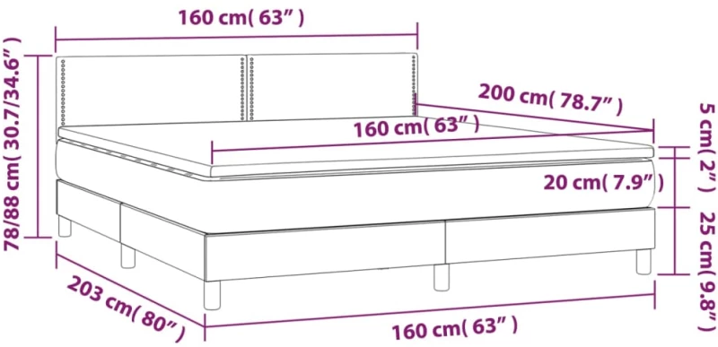 ΚΡΕΒΑΤΙ BOXSPRING ΜΕ ΣΤΡΩΜΑ & LED ΜΑΥΡΟ 160X200 ΕΚ. ΥΦΑΣΜΑΤΙΝΟ 3133087