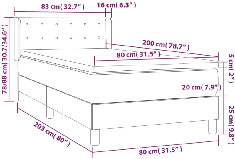 ΚΡΕΒΑΤΙ BOXSPRING ΜΕ ΣΤΡΩΜΑ ΣΚΟΥΡΟ ΚΑΦΕ 80X200 ΕΚ. ΥΦΑΣΜΑΤΙΝΟ 3129988