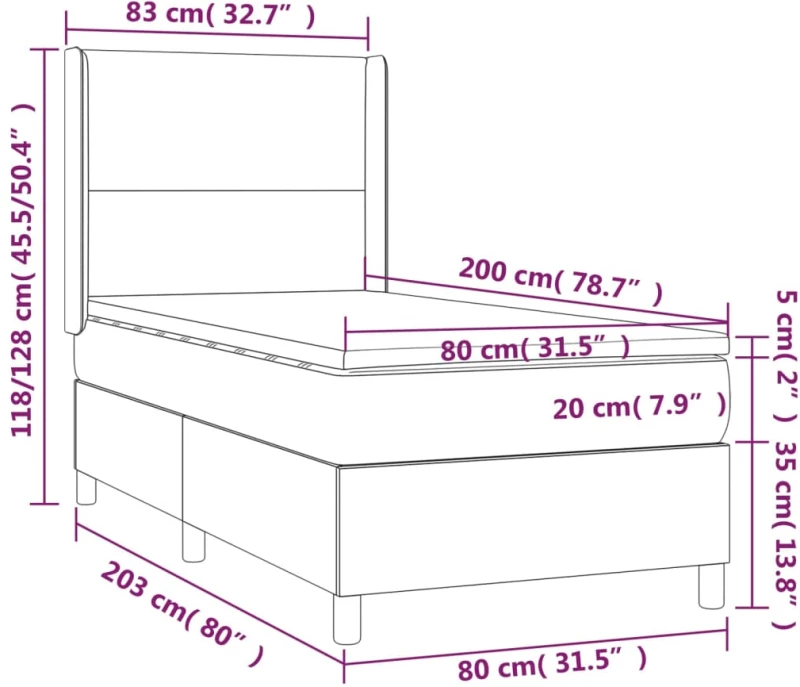 ΚΡΕΒΑΤΙ BOXSPRING ΜΕ ΣΤΡΩΜΑ ΣΚΟΥΡΟ ΚΑΦΕ 80X200 ΕΚ. ΥΦΑΣΜΑΤΙΝΟ 3131228