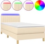 ΚΡΕΒΑΤΙ BOXSPRING ΜΕ ΣΤΡΩΜΑ & LED ΚΡΕΜ 80X200 ΕΚ. ΥΦΑΣΜΑΤΙΝΟ 3133834