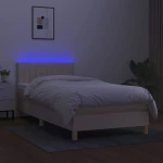 ΚΡΕΒΑΤΙ BOXSPRING ΜΕ ΣΤΡΩΜΑ & LED ΚΡΕΜ 80X200 ΕΚ. ΥΦΑΣΜΑΤΙΝΟ 3133834