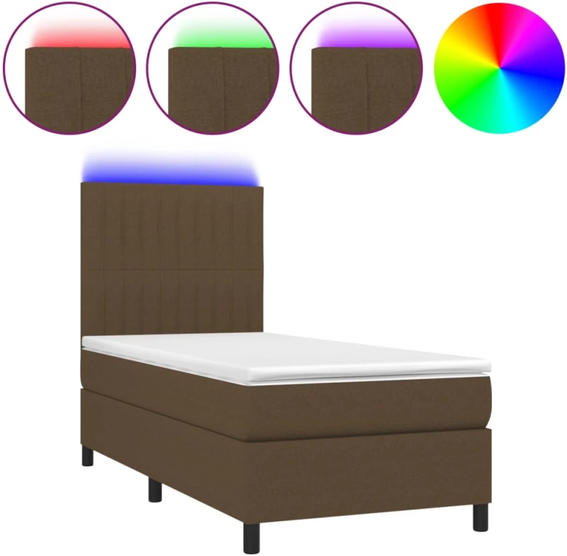 ΚΡΕΒΑΤΙ BOXSPRING ΜΕ ΣΤΡΩΜΑ & LED ΣΚ.ΚΑΦΕ 80X200 ΕΚ. ΥΦΑΣΜΑΤΙΝΟ 3134992