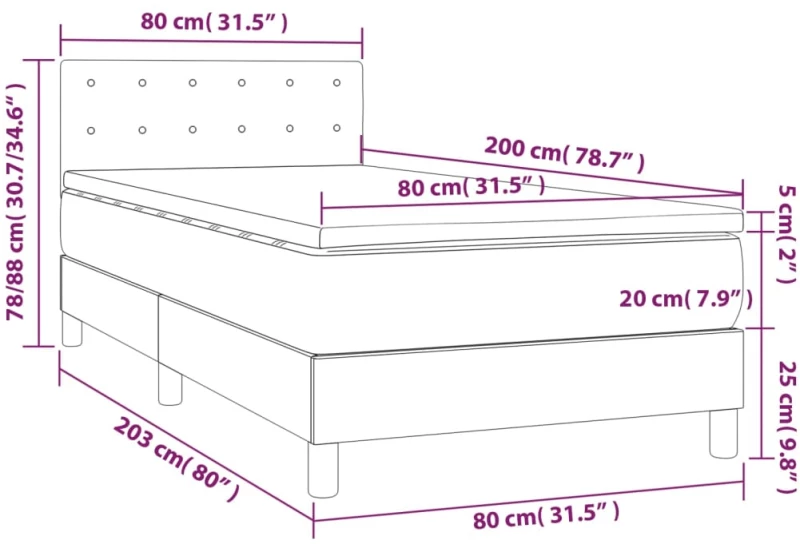 ΚΡΕΒΑΤΙ BOXSPRING ΜΕ ΣΤΡΩΜΑ ΣΚΟΥΡΟ ΚΑΦΕ 80X200 ΕΚ. ΥΦΑΣΜΑΤΙΝΟ 3140892