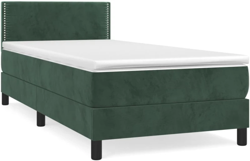 ΚΡΕΒΑΤΙ BOXSPRING ΜΕ ΣΤΡΩΜΑ ΣΚΟΥΡΟ ΠΡΑΣΙΝΟ 100X200ΕΚ. ΒΕΛΟΥΔΙΝΟ 3141230