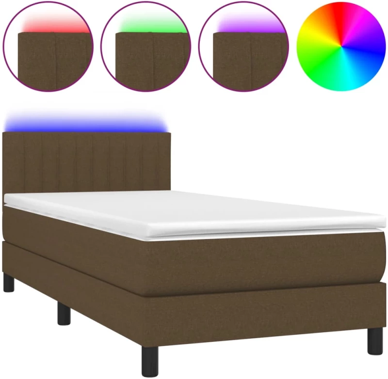 ΚΡΕΒΑΤΙ BOXSPRING ΜΕ ΣΤΡΩΜΑ & LED ΣΚ.ΚΑΦΕ 90X190 ΕΚ. ΥΦΑΣΜΑΤΙΝΟ 3133280
