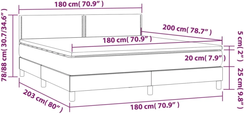 ΚΡΕΒΑΤΙ BOXSPRING ΜΕ ΣΤΡΩΜΑ & LED ΑΝ.ΓΚΡΙ 180X200 ΕΚ ΥΦΑΣΜΑΤΙΝΟ 3133653